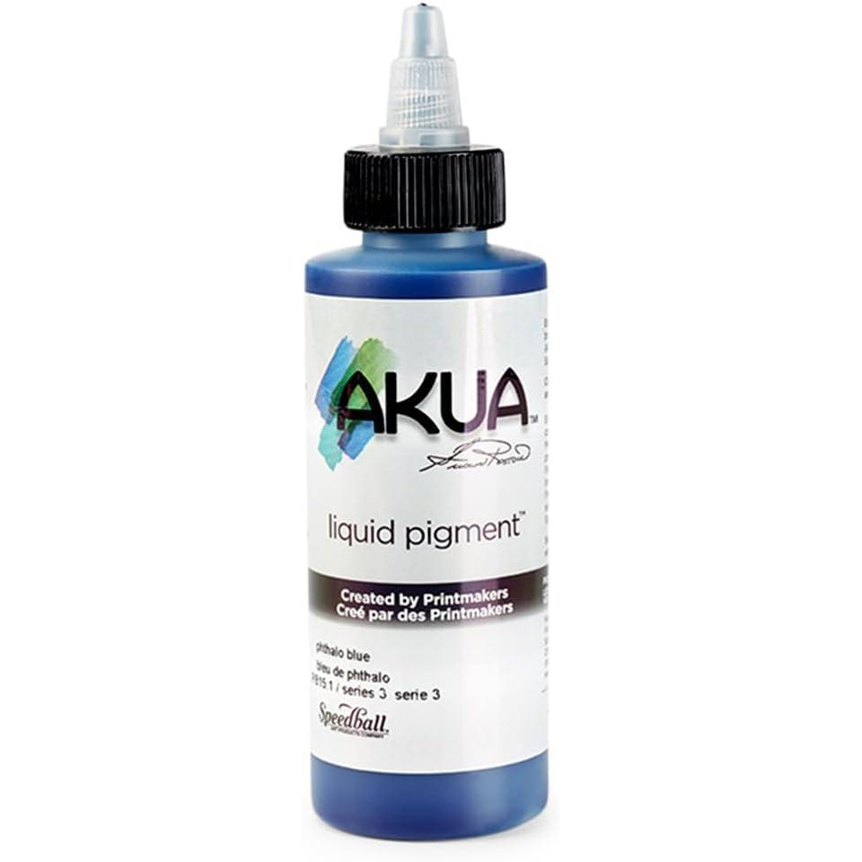 imageAkua Kolor AKTW Water Based Monotype Ink NonToxic 4 oz Bottle 16quot Height 16quot Width 475quot Length Titanium WhitePhthalo Blue