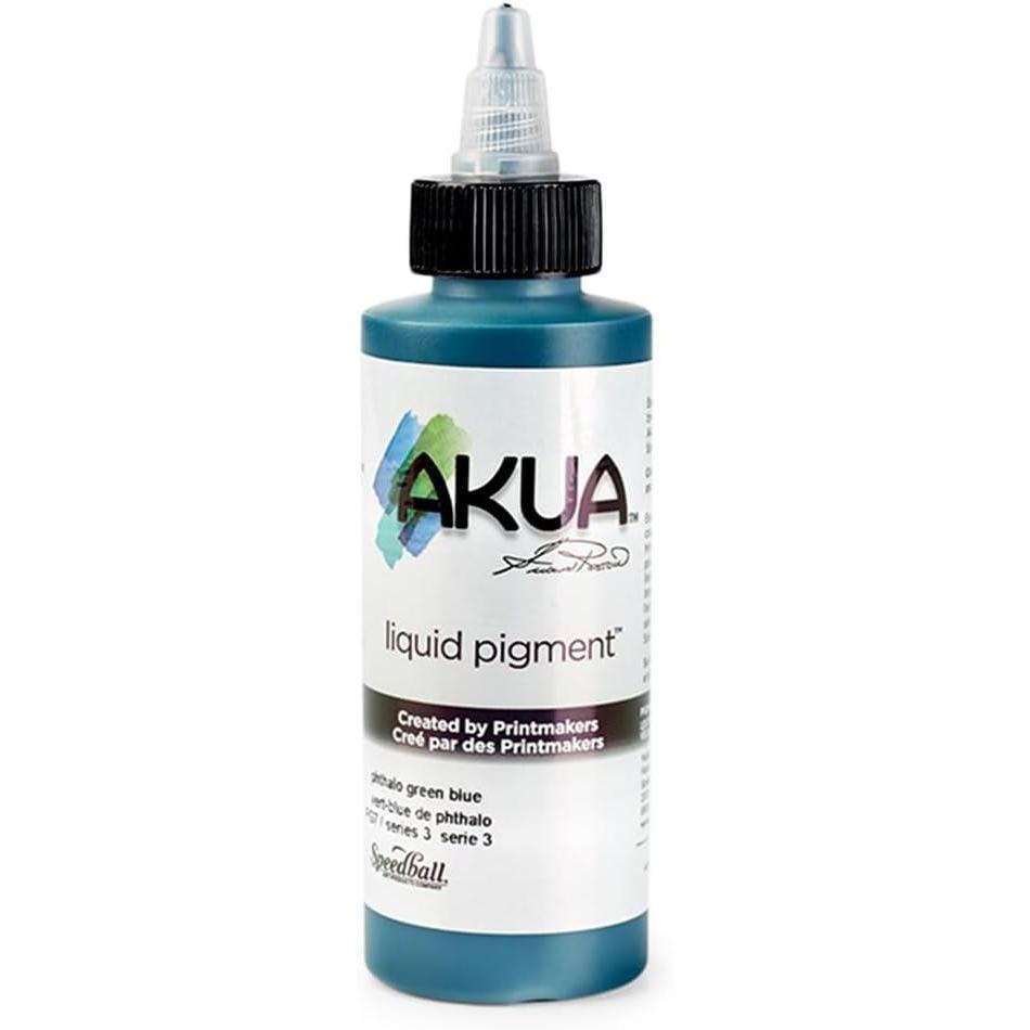 imageAkua Kolor AKTW Water Based Monotype Ink NonToxic 4 oz Bottle 16quot Height 16quot Width 475quot Length Titanium WhitePhthalo Green Blue