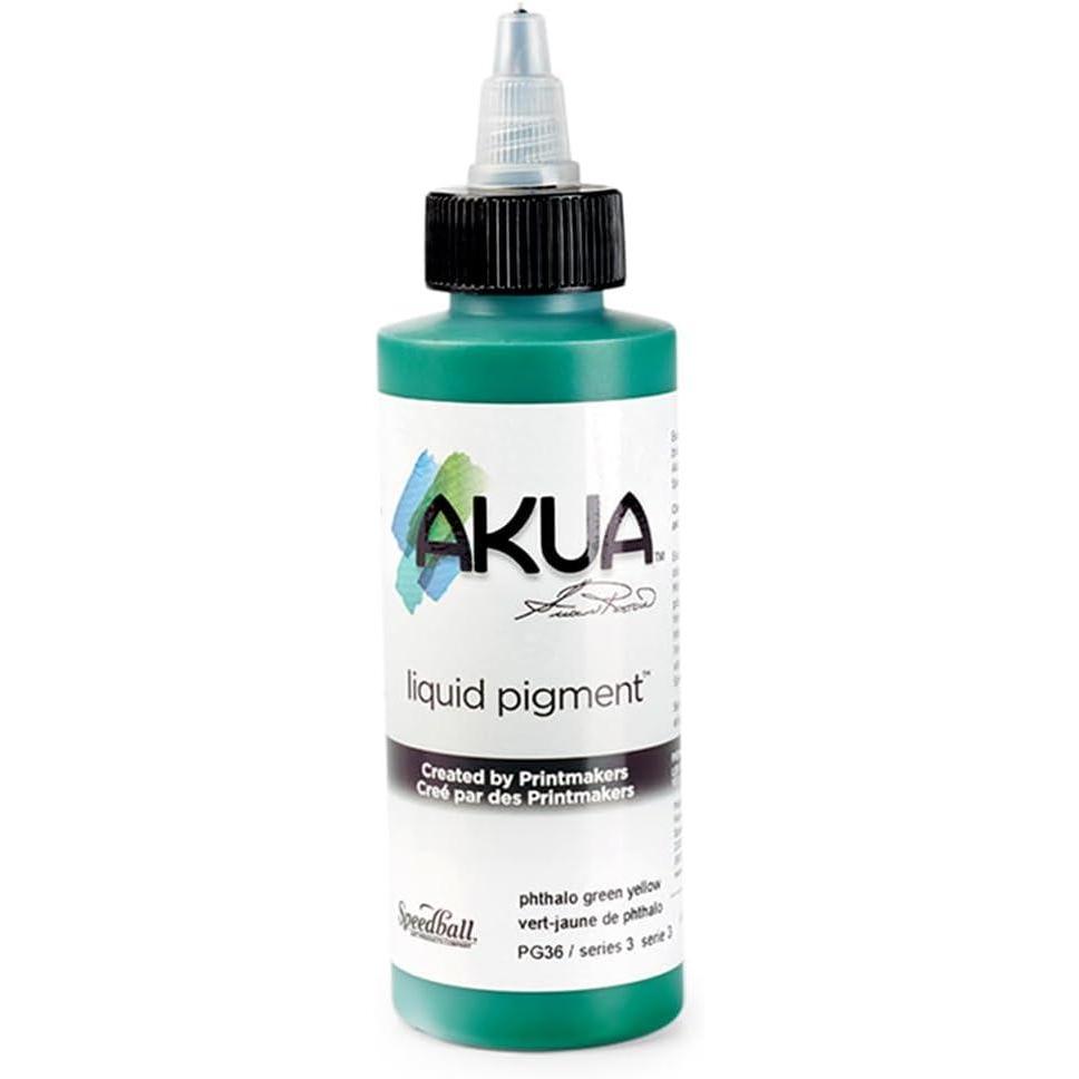 imageAkua Kolor AKTW Water Based Monotype Ink NonToxic 4 oz Bottle 16quot Height 16quot Width 475quot Length Titanium WhitePhthalo Green Yellow