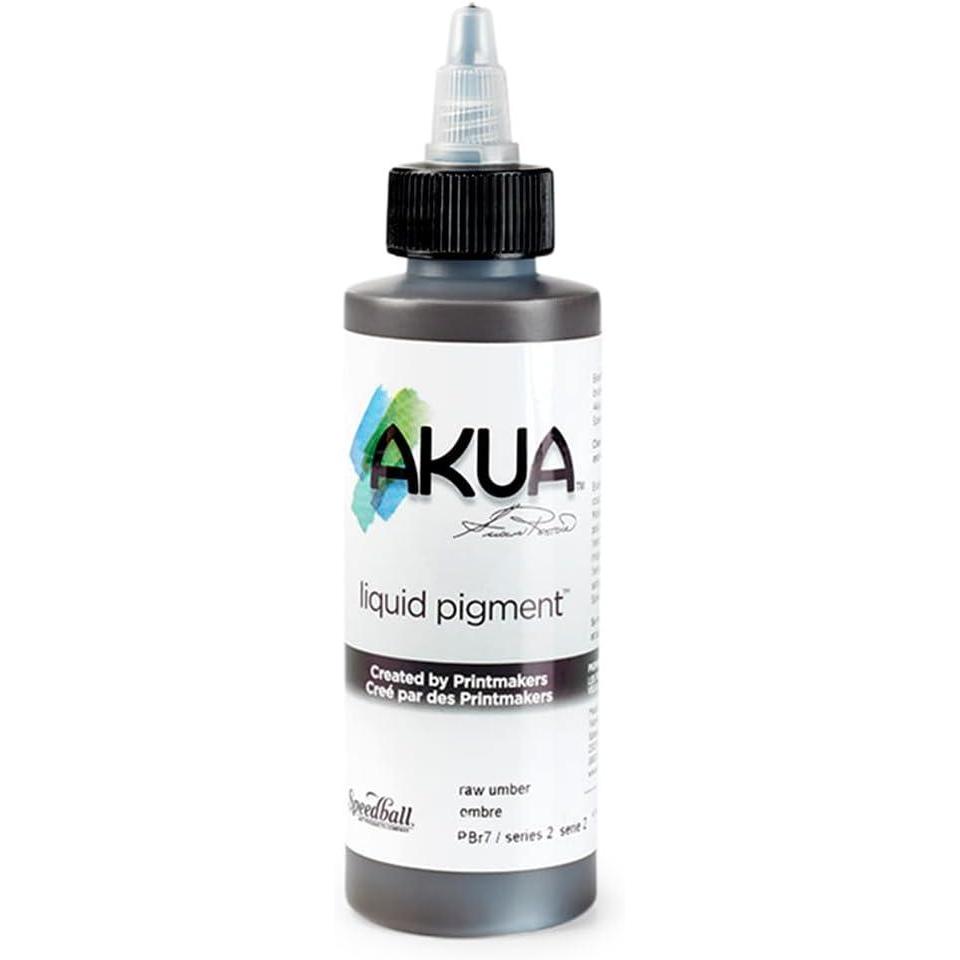imageAkua Kolor AKTW Water Based Monotype Ink NonToxic 4 oz Bottle 16quot Height 16quot Width 475quot Length Titanium WhiteRaw Umber
