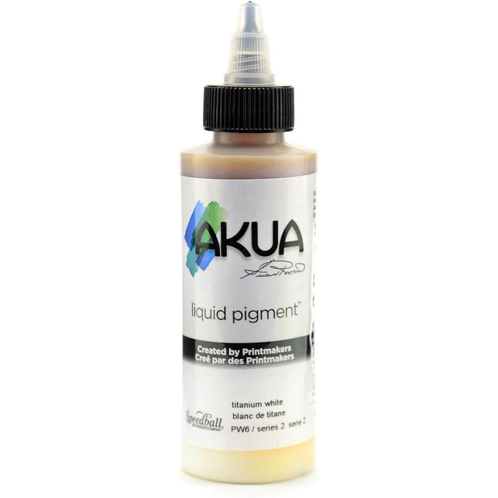 imageAkua Kolor AKTW Water Based Monotype Ink NonToxic 4 oz Bottle 16quot Height 16quot Width 475quot Length Titanium WhiteTitanium White