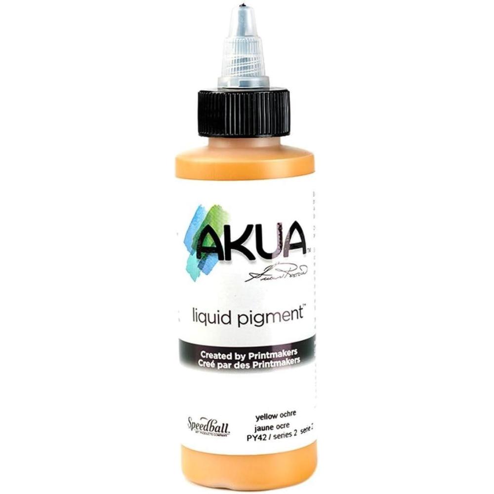 imageAkua Kolor AKTW Water Based Monotype Ink NonToxic 4 oz Bottle 16quot Height 16quot Width 475quot Length Titanium WhiteYellow Ochre